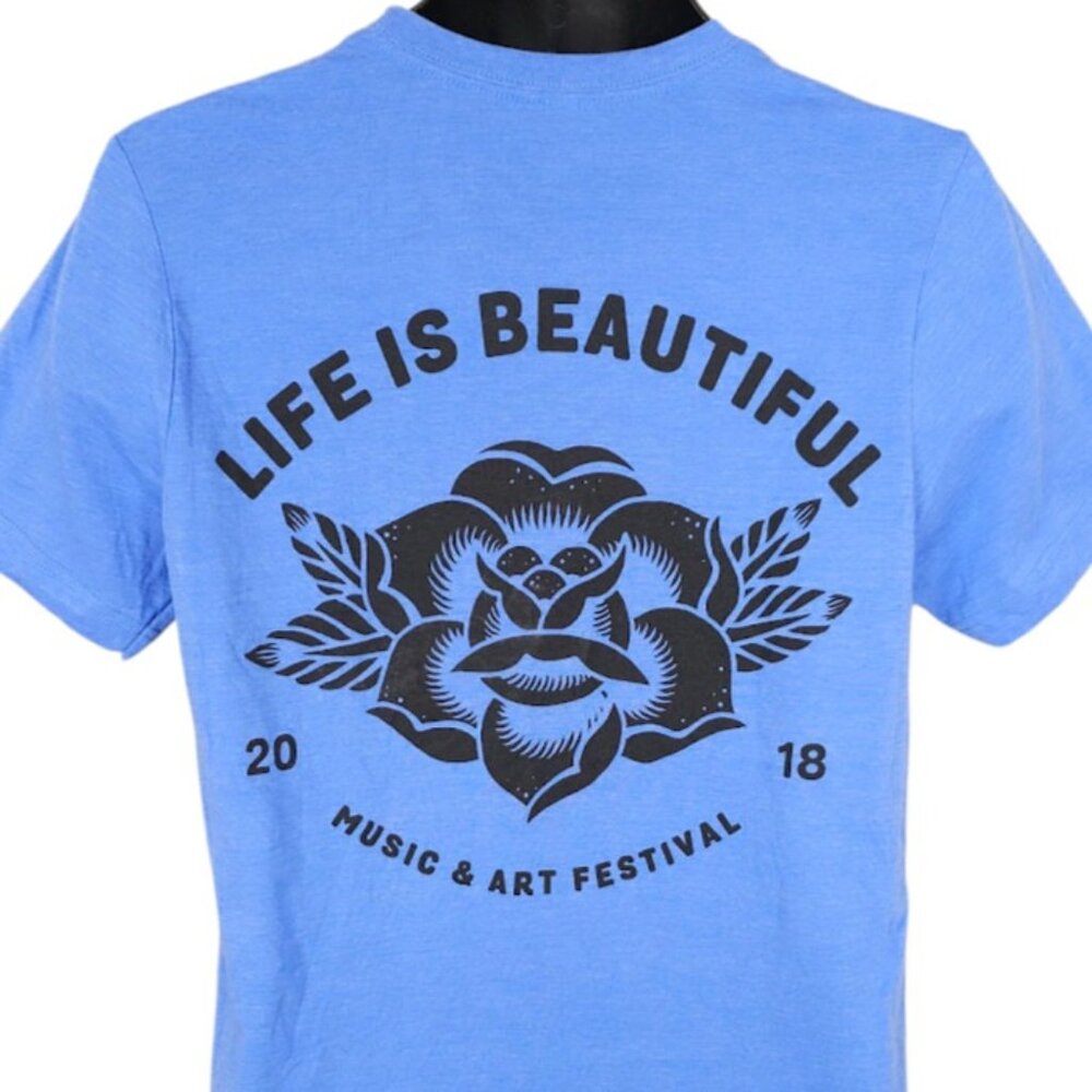 Life Is Beautiful T Shirt Mens Size Medium Blue 2018 Music & Art Festival